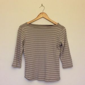 Playleague brown stripped shirt 3/4 sleeved